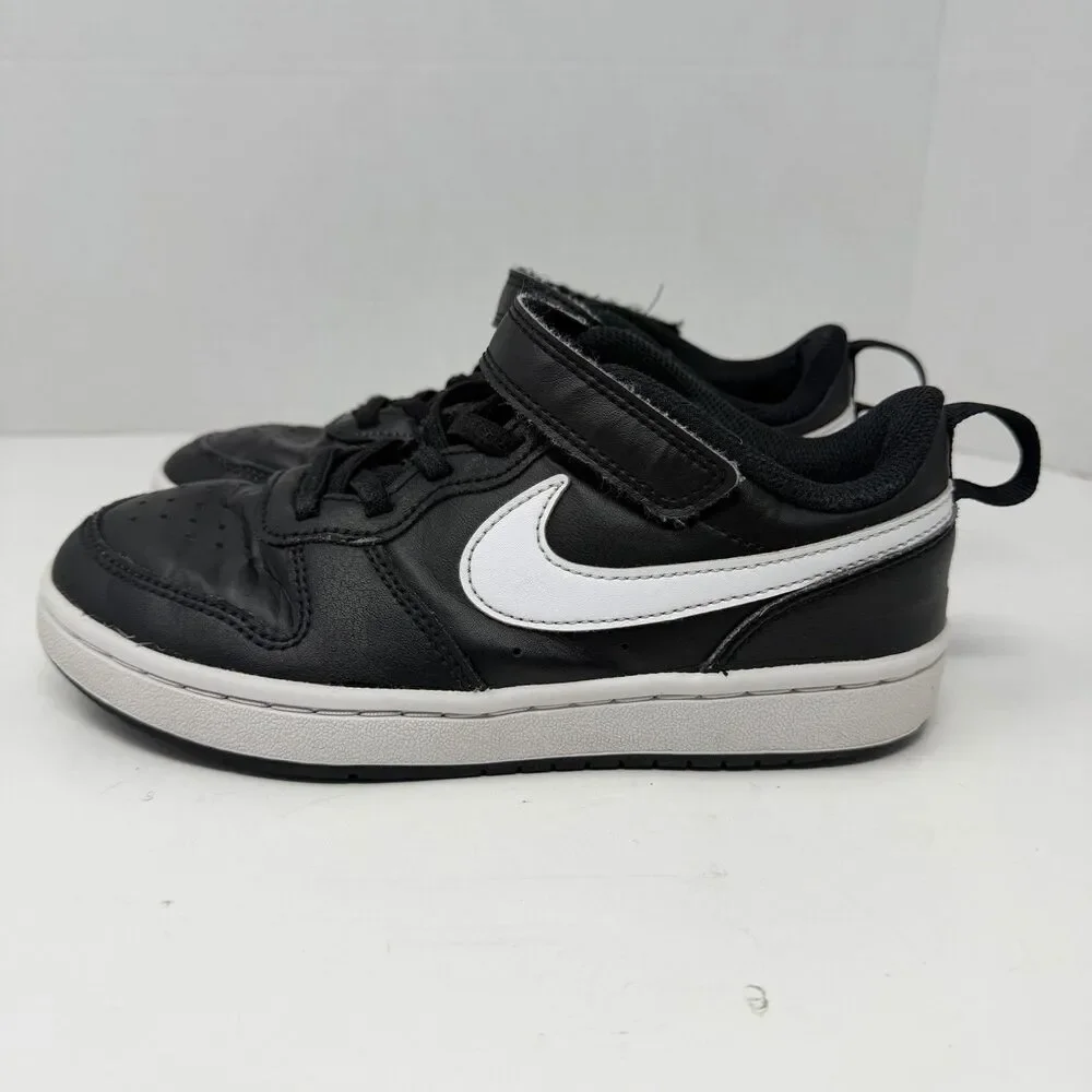 NIKE Court Borough Low 2 BQ551-002 Boy’s 2Y Black White Shoes Sneakers Low Top